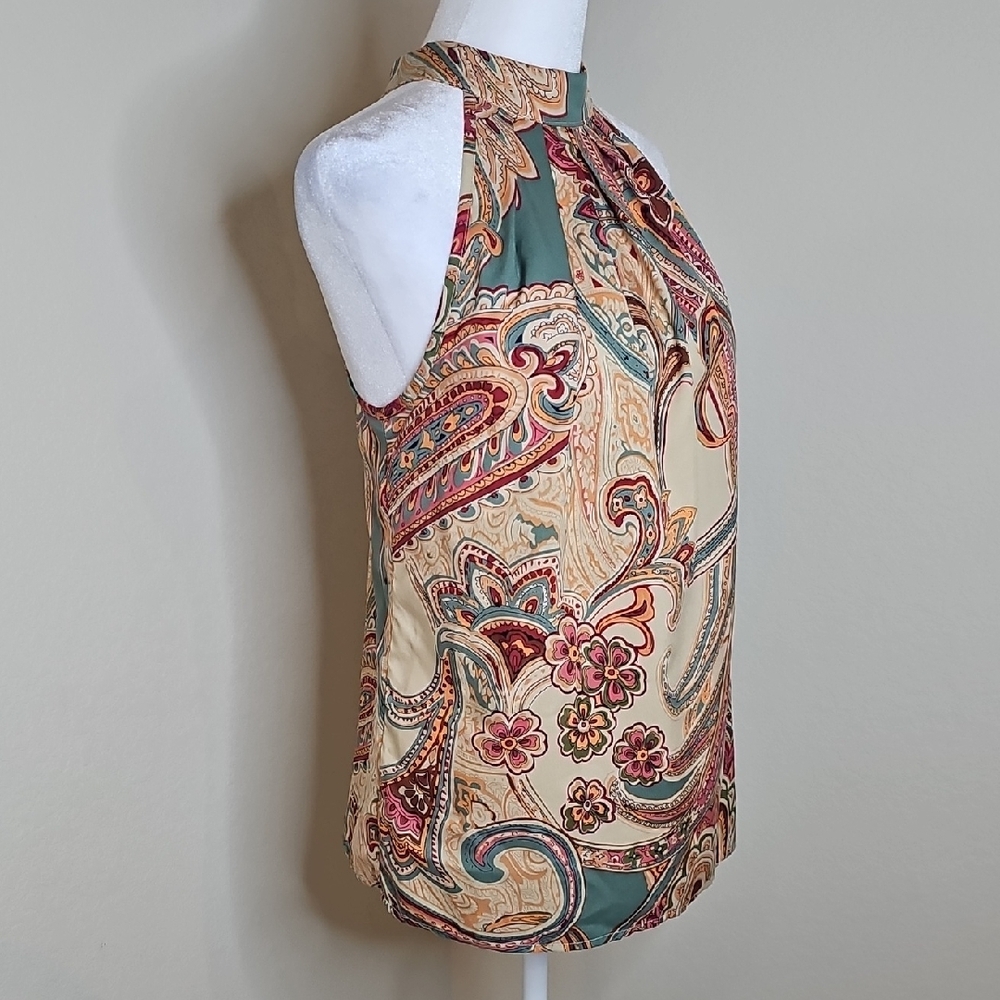 Paisley Halter Sleeveless Multi-color Top Sz M - Picture 3 of 8
